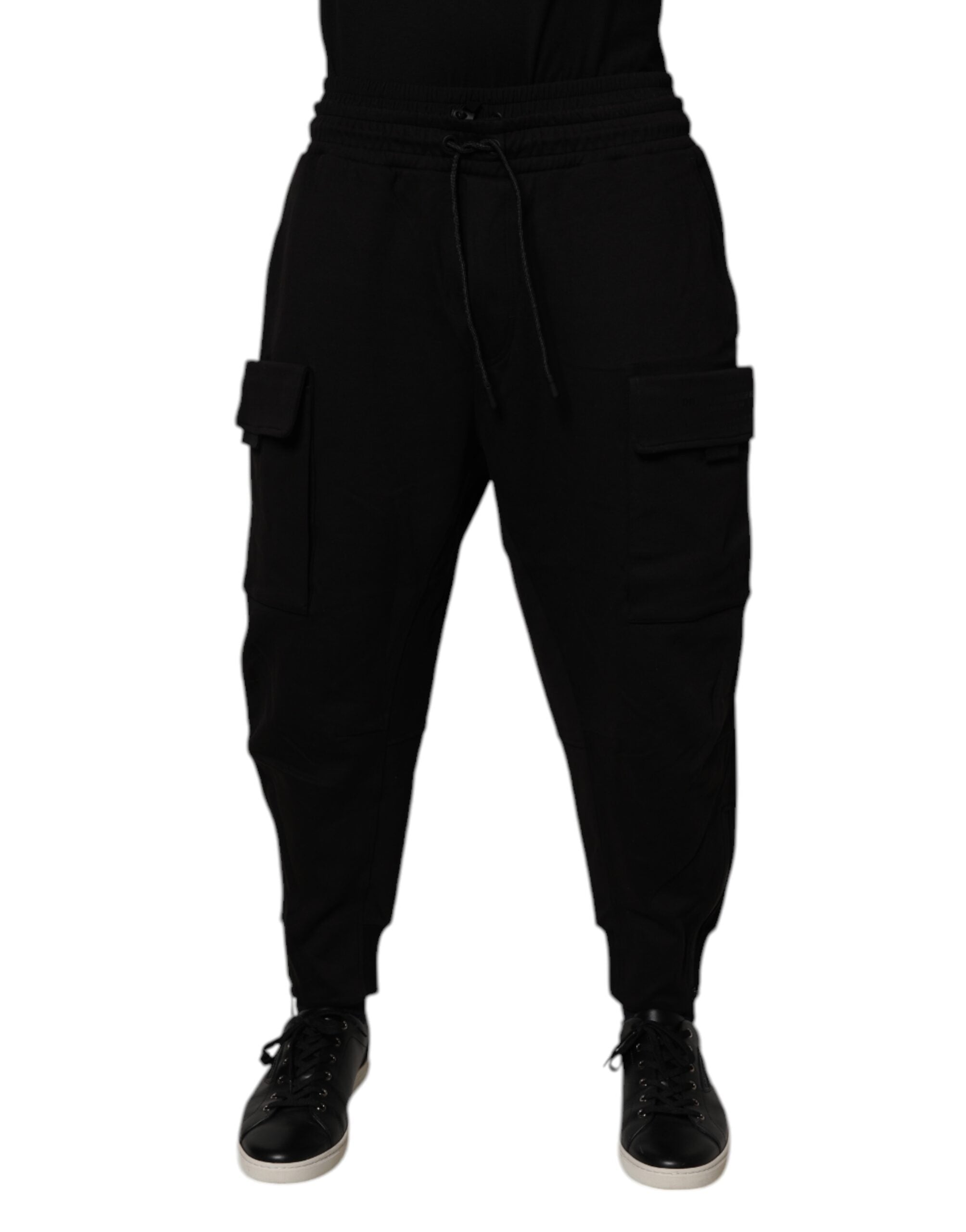 Schwarze Cargo Jogger Sweathose für Herren aus Baumwolle