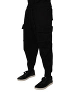 Schwarze Cargo Jogger Sweathose für Herren aus Baumwolle