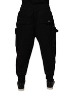 Schwarze Cargo Jogger Sweathose für Herren aus Baumwolle