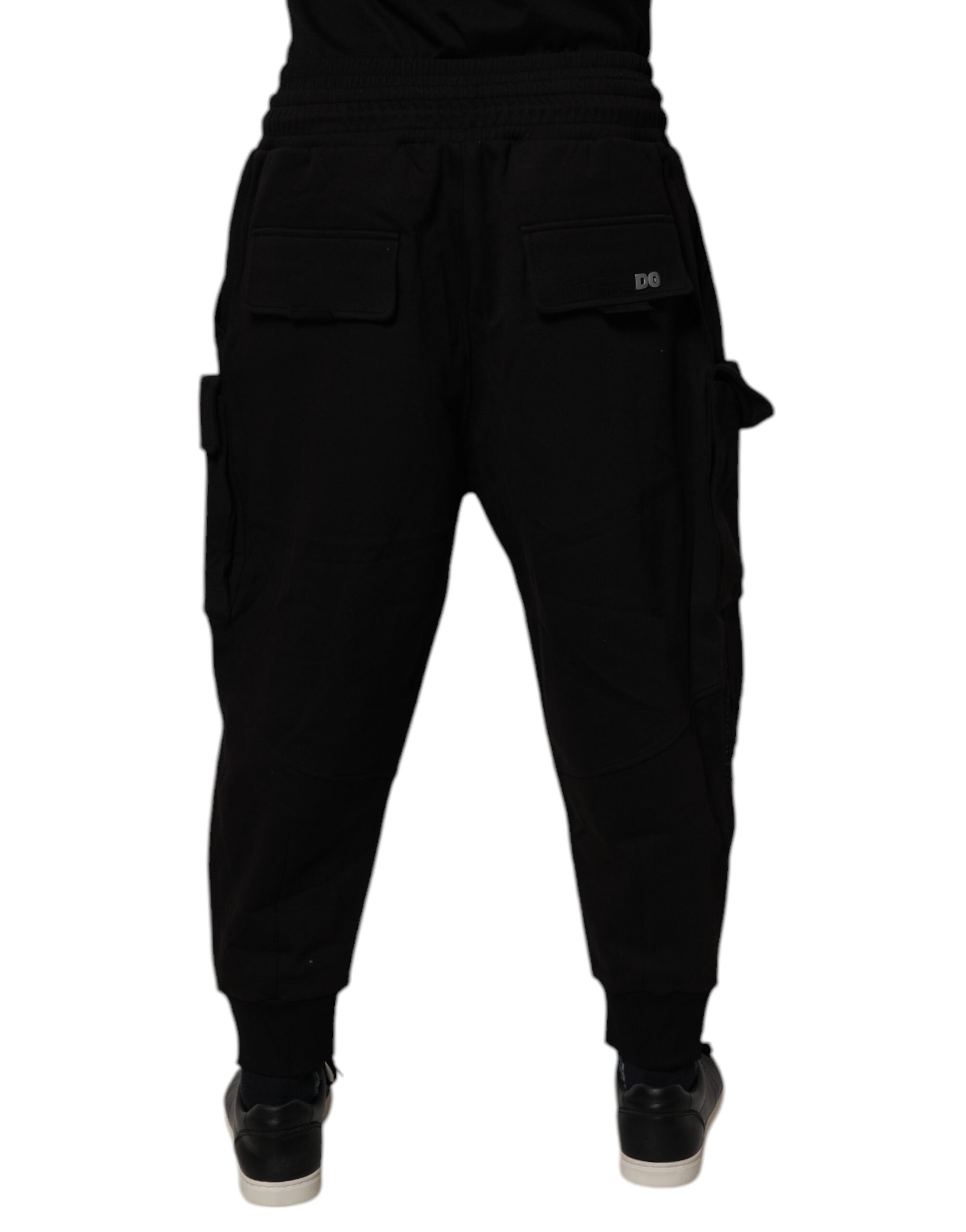 Schwarze Cargo Jogger Sweathose für Herren aus Baumwolle