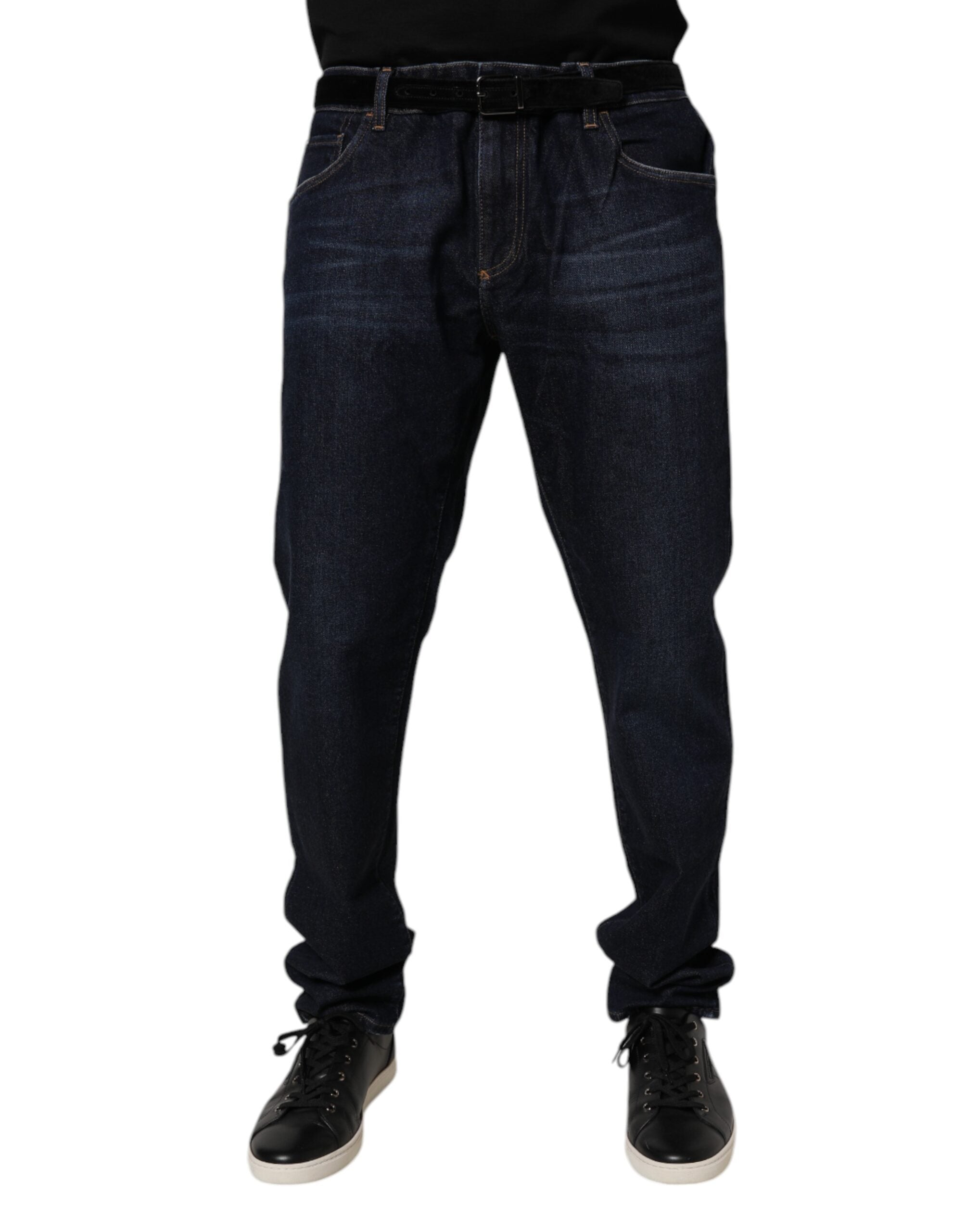 Dunkelblaue Stretch-Skinny-Jeans aus Baumwolle