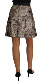 A-Line Mini Floral Print Jacquard Skirt