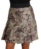 A-Line Mini Floral Print Jacquard Skirt