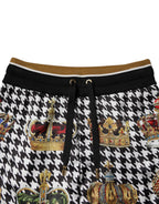 Multicolor Houndstooth Crown Men Sweatpants Pants