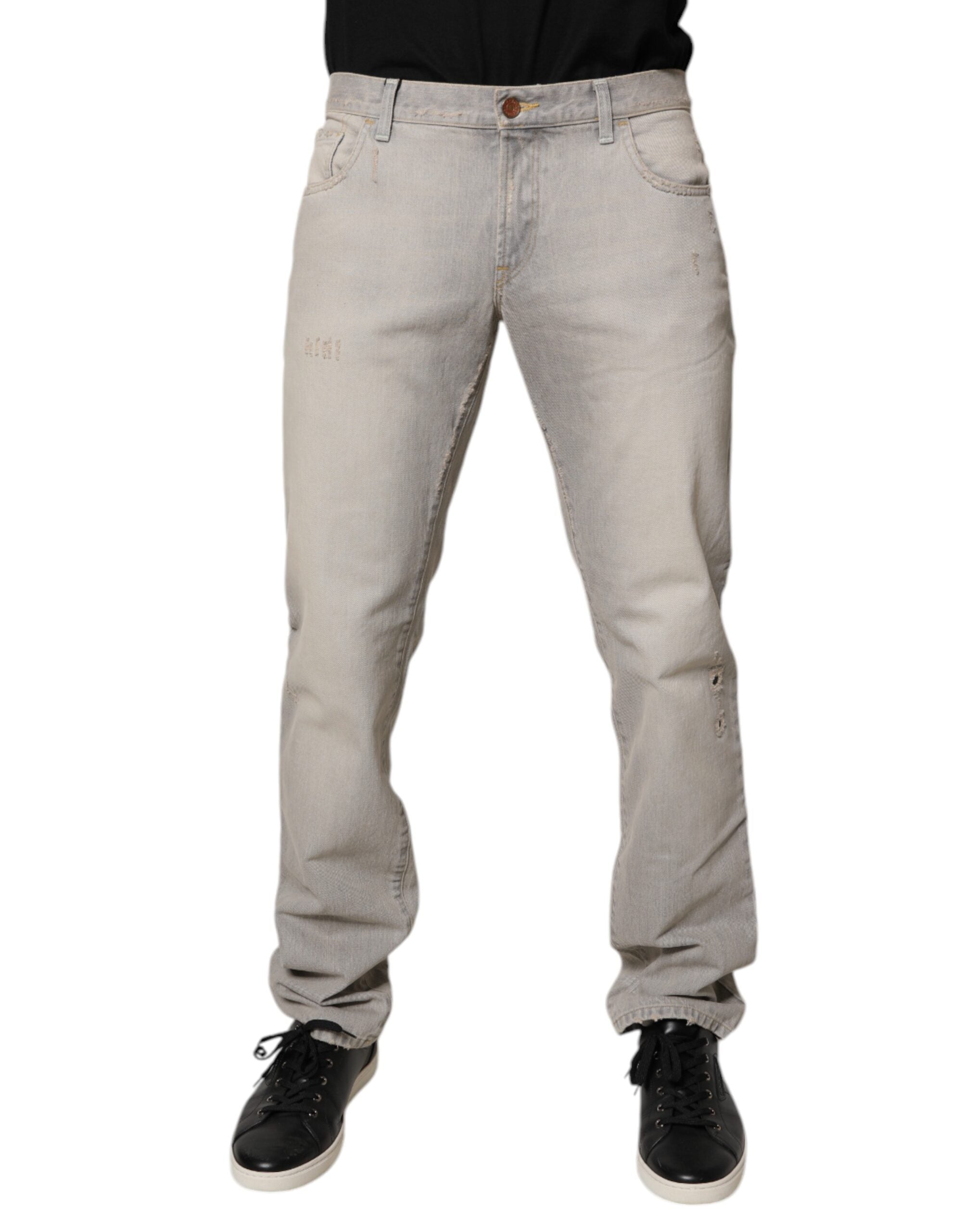 Helle graue Skinny Jeans aus Baumwolle