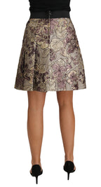 A-Linien-Minirock aus Jacquard mit Blumenmuster