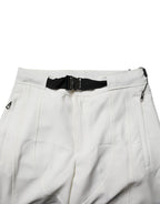 White Mid Waist Wide Leg Pants