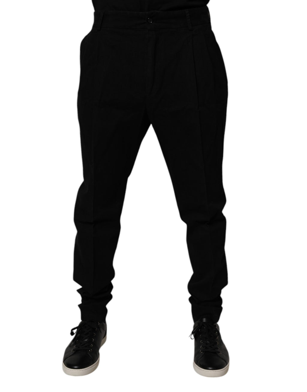 Schwarze Stretch-Skinny-Hose aus Baumwolle