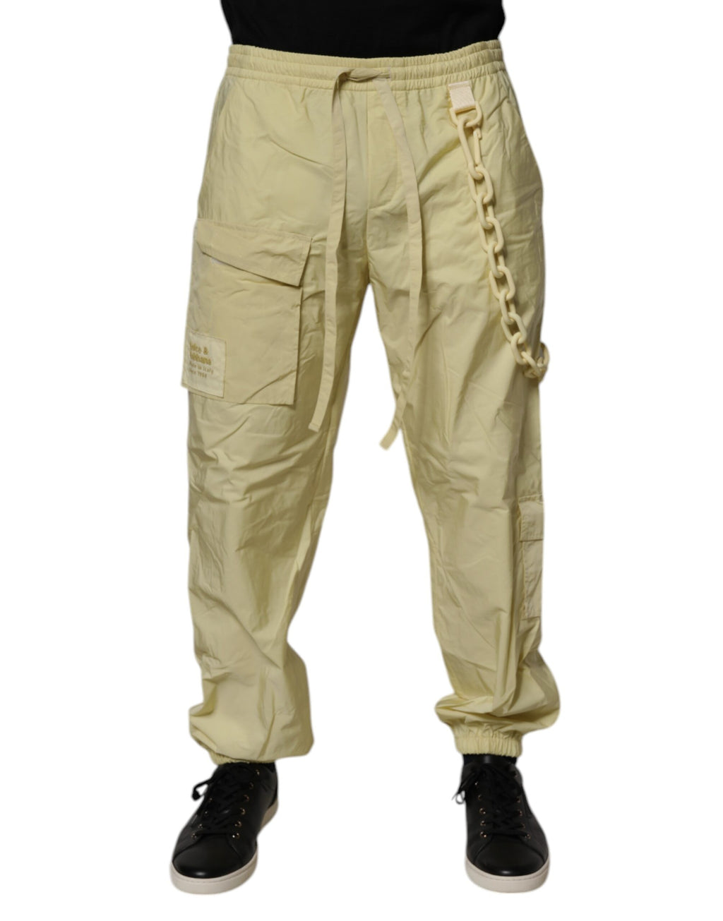 Gelbe Cargo-Ketten-Jogginghose aus Nylon für Herren