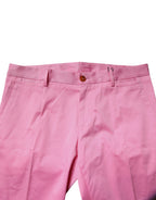 Pink Cotton Slim Fit Men Dress Formal Pants