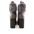Beigefarbene Schnürstiefel aus Öko-Leder