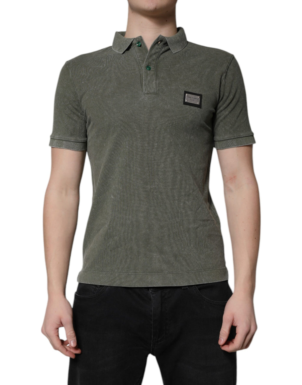 Polohemd mit Army-Green-Logo und Plakette aus Baumwolle