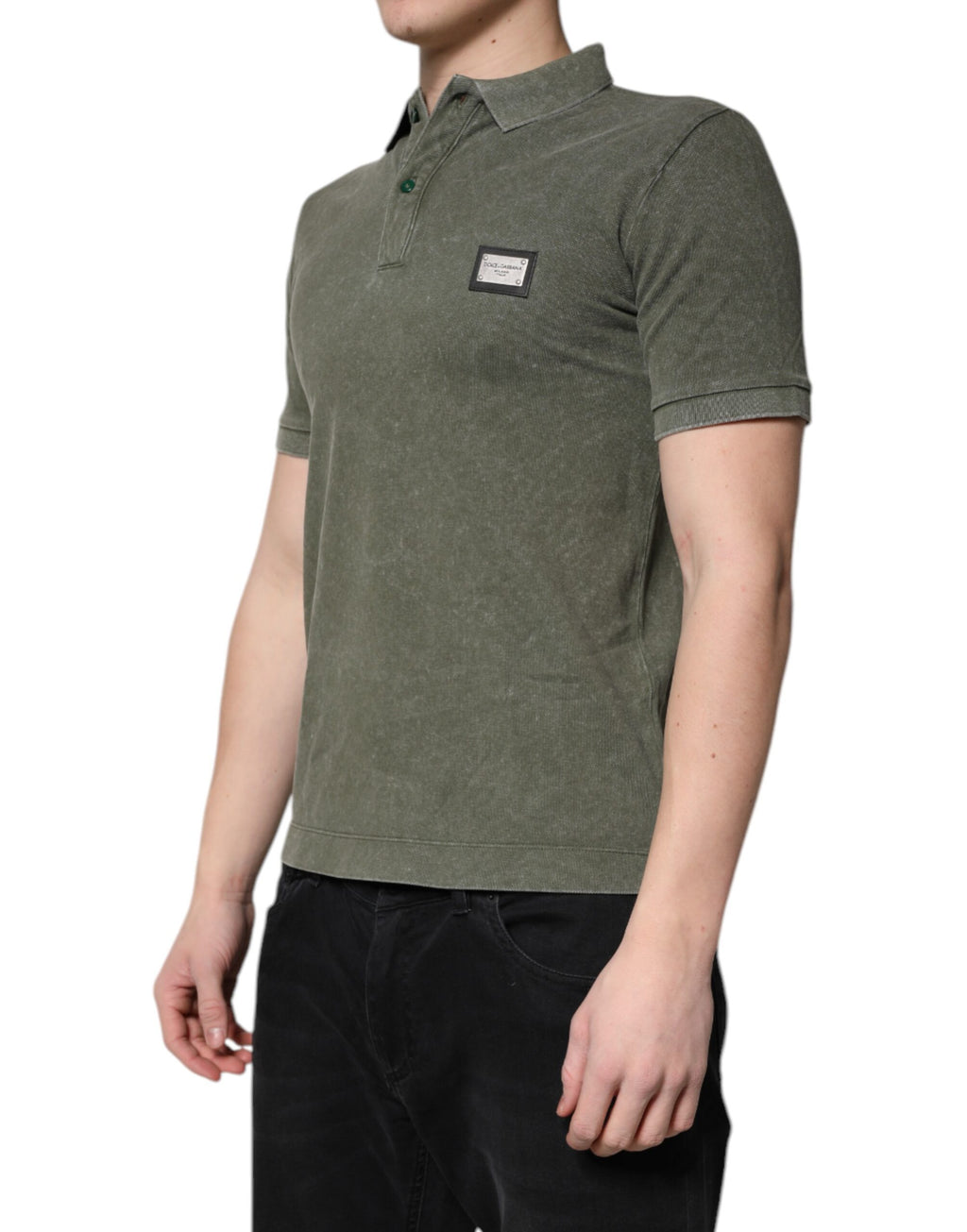 Polohemd mit Army-Green-Logo und Plakette aus Baumwolle
