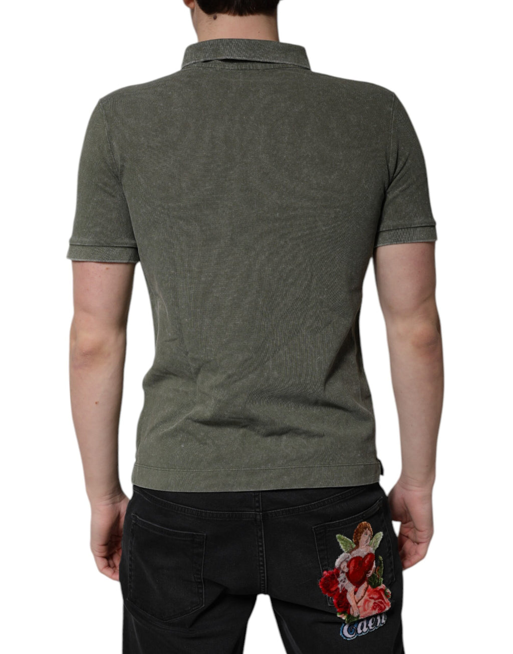 Polohemd mit Army-Green-Logo und Plakette aus Baumwolle