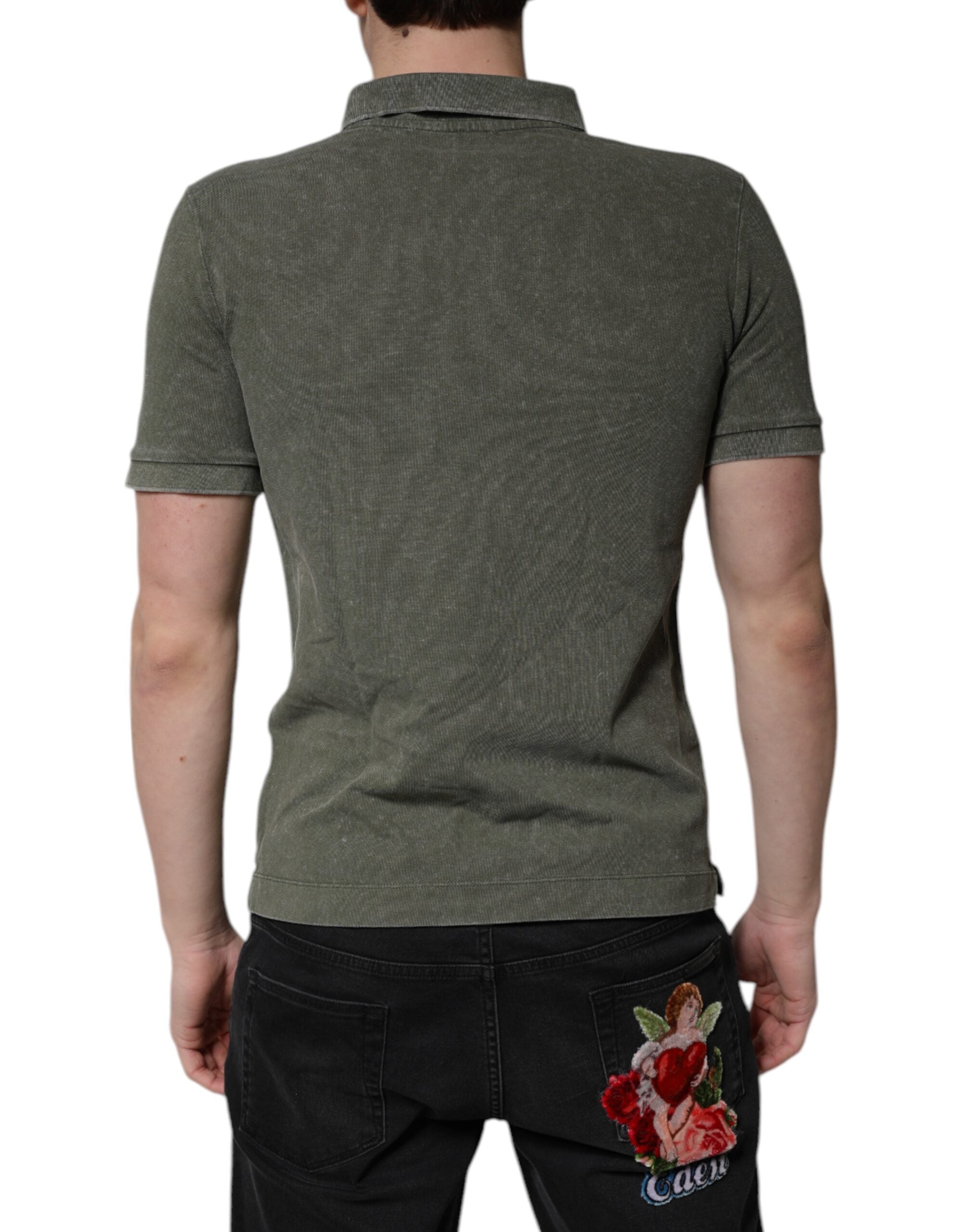 Army Green Logo Plaque Cotton Polo Shirt T-shirt