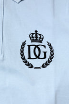 Himmelblaues Baumwoll-Polohemd mit Kragen