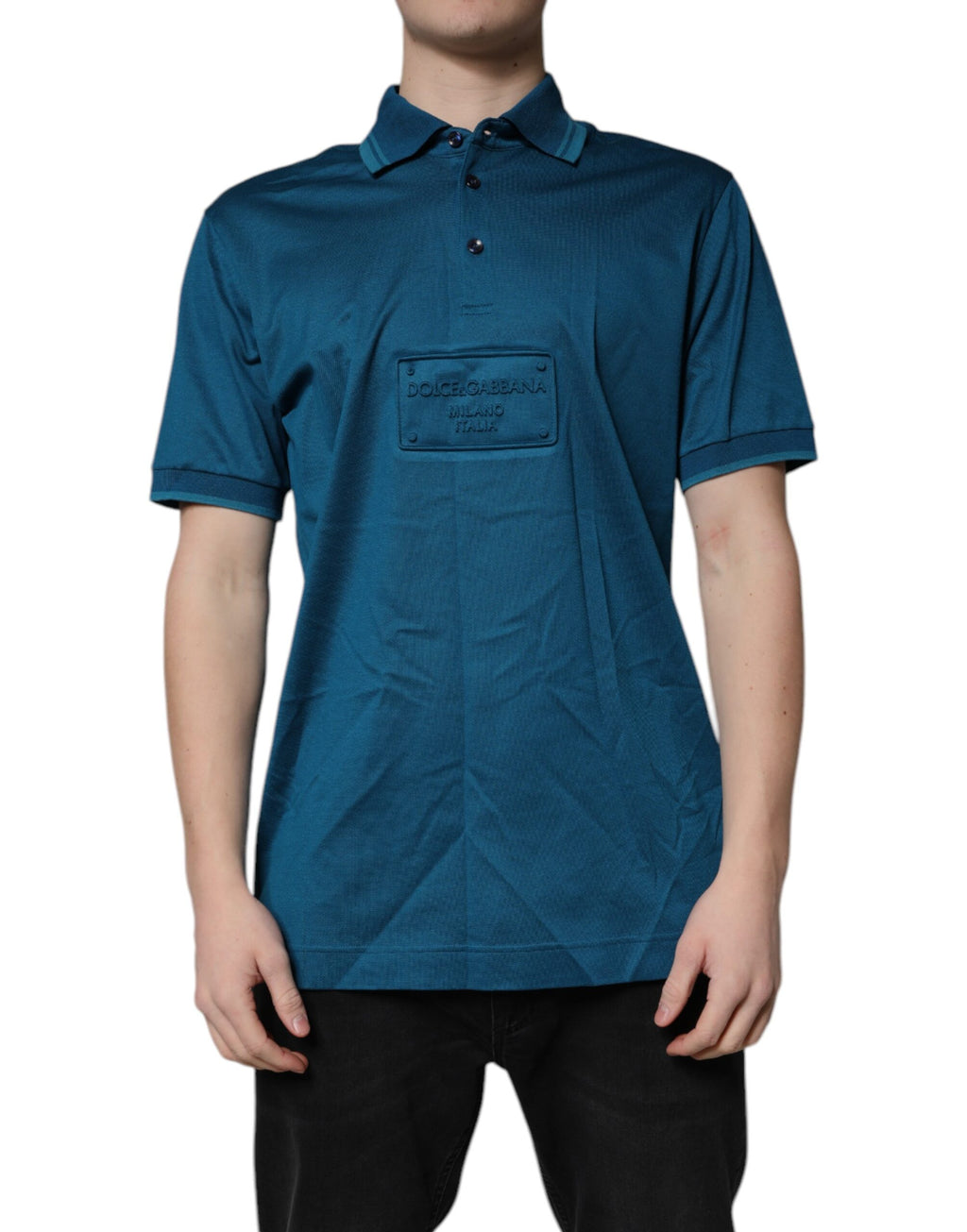 Herren Polo-Shirt aus Baumwolle mit blauem Logo