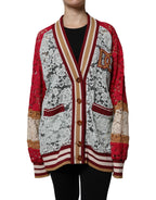 Mehrfarbige Strickjacke aus floraler Spitze