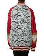 Mehrfarbige Strickjacke aus floraler Spitze