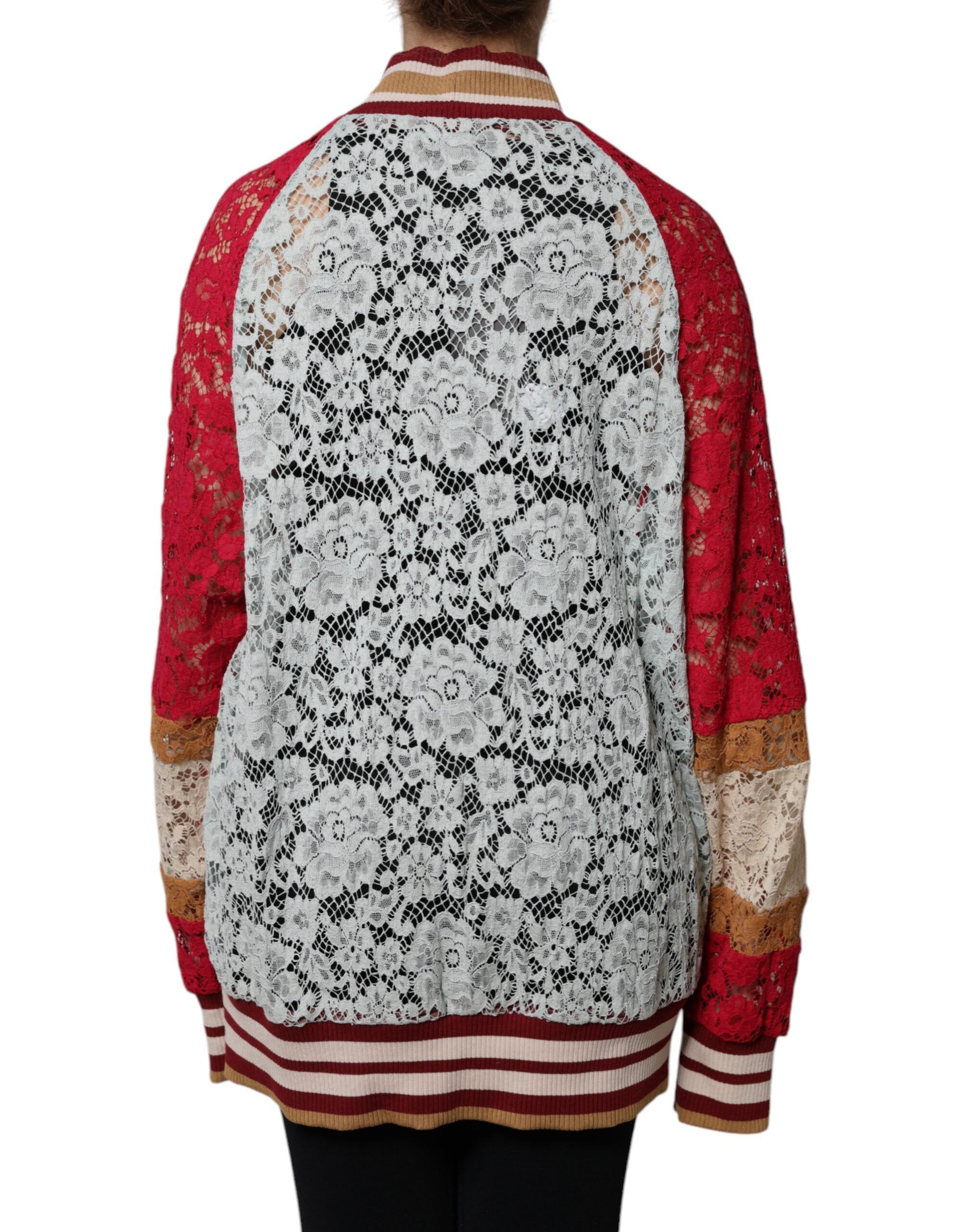 Mehrfarbige Strickjacke aus floraler Spitze