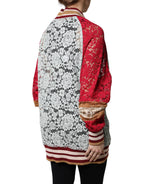 Mehrfarbige Strickjacke aus floraler Spitze