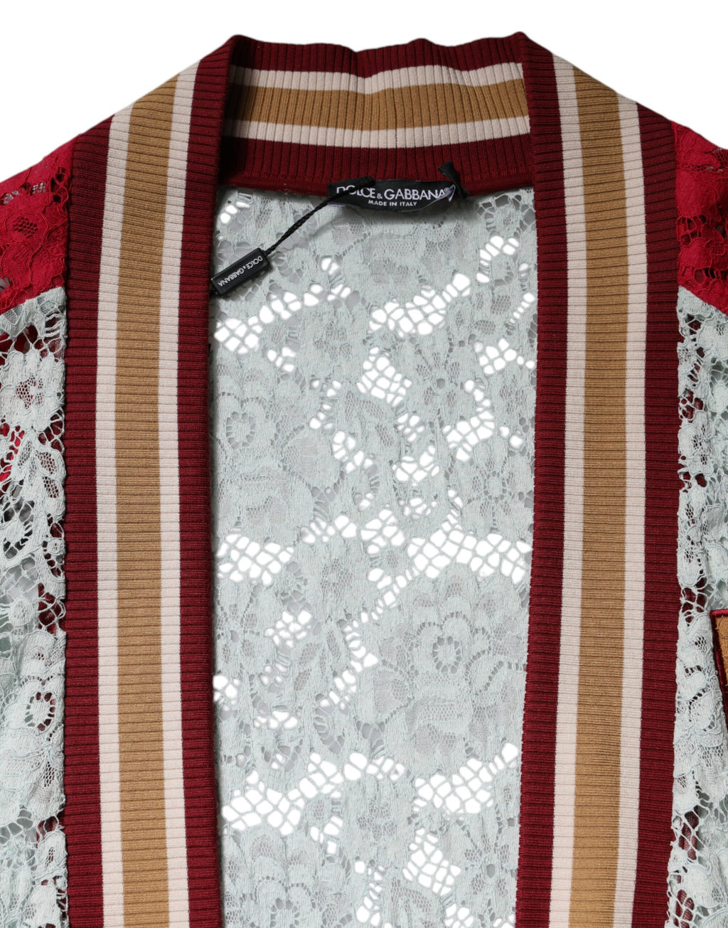 Mehrfarbige Strickjacke aus floraler Spitze