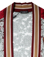 Mehrfarbige Strickjacke aus floraler Spitze