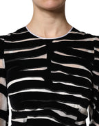 Schwarz-weißes Zebra-Minikleid in A-Linie aus Scheide