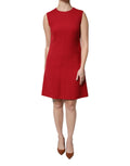 Rotes ärmelloses A-Linien-Kleid in Knielänge aus Wolle