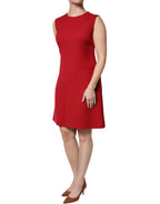 Rotes ärmelloses A-Linien-Kleid in Knielänge aus Wolle