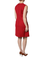 Rotes ärmelloses A-Linien-Kleid in Knielänge aus Wolle