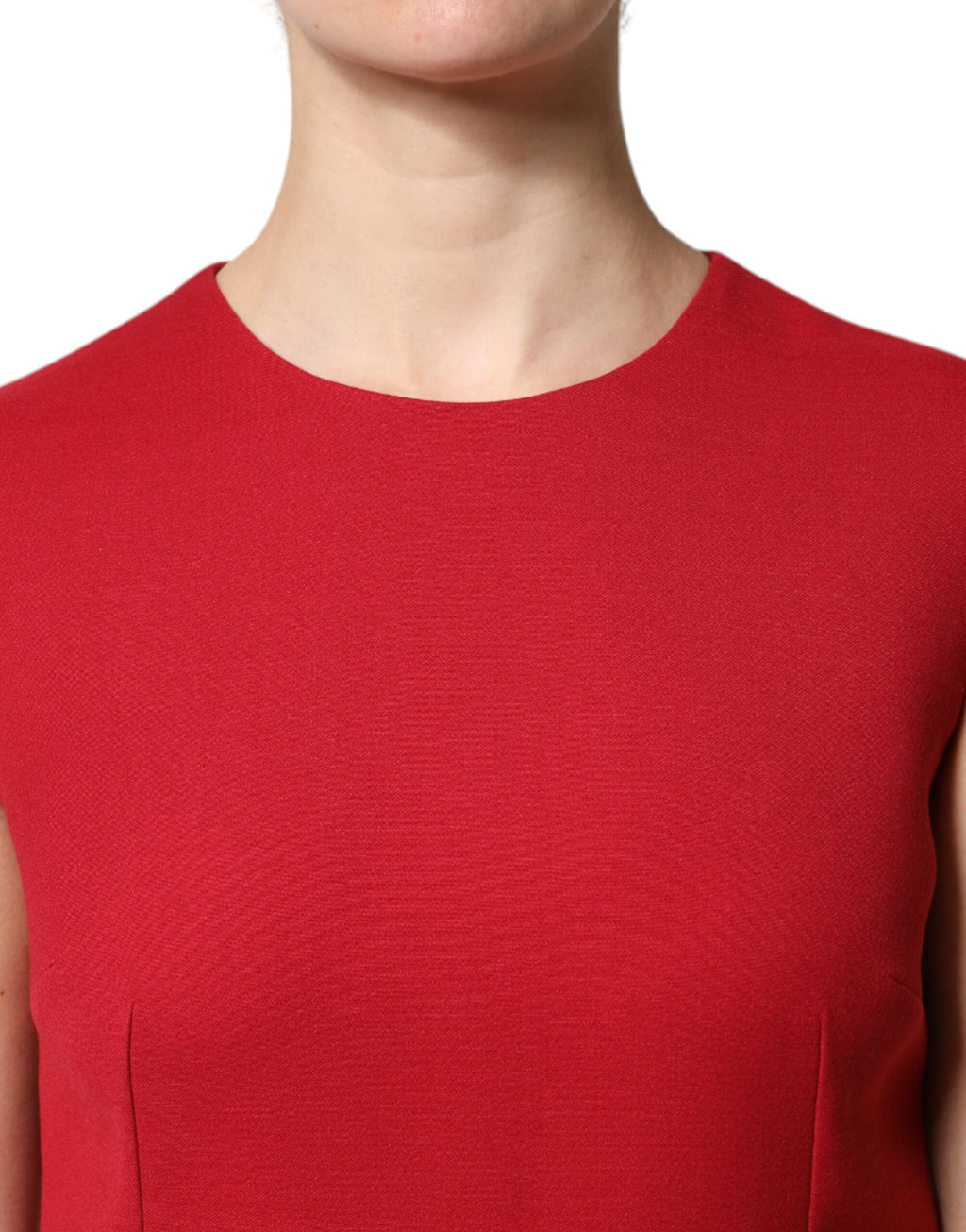 Rotes ärmelloses A-Linien-Kleid in Knielänge aus Wolle