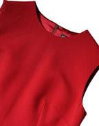 Rotes ärmelloses A-Linien-Kleid in Knielänge aus Wolle