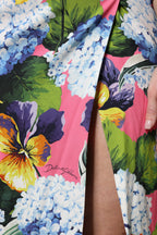 Multicolor Floral Side Slit Midi Dress