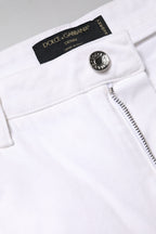 White Cotton Mid Waist Skinny Denim Jeans
