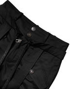 High-Waist Cargo-Hose aus schwarzer Baumwolle