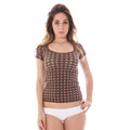 Braunes Nylon Damen T-Shirt
