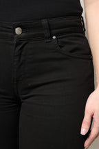 Black Cotton High Waist Skinny Denim Jeans