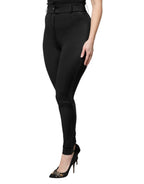 Schwarze High Waist Hose aus Nylon, schmale Passform