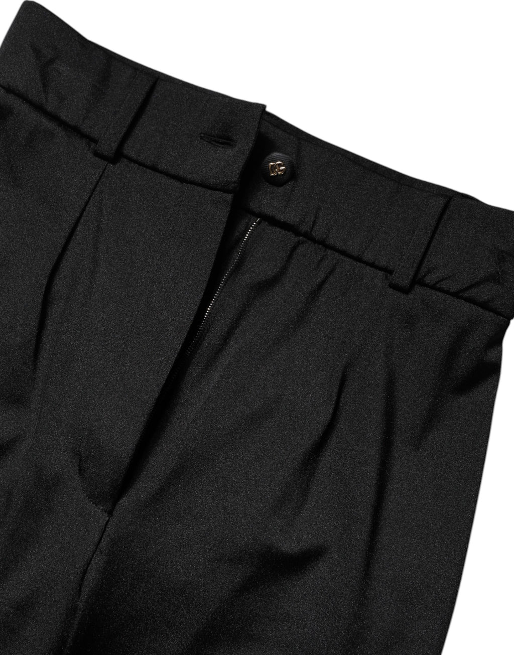Schwarze High Waist Hose aus Nylon, schmale Passform