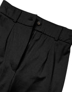 Schwarze High Waist Hose aus Nylon, schmale Passform