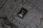 Gray Cotton Stretch Mid Waist Denim Mini Skirt