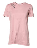 Rosa Baumwoll-T-Shirt mit Logo-Print und Rundhalsausschnitt