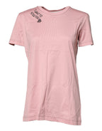 Rosa Baumwoll-T-Shirt mit Logo-Print und Rundhalsausschnitt
