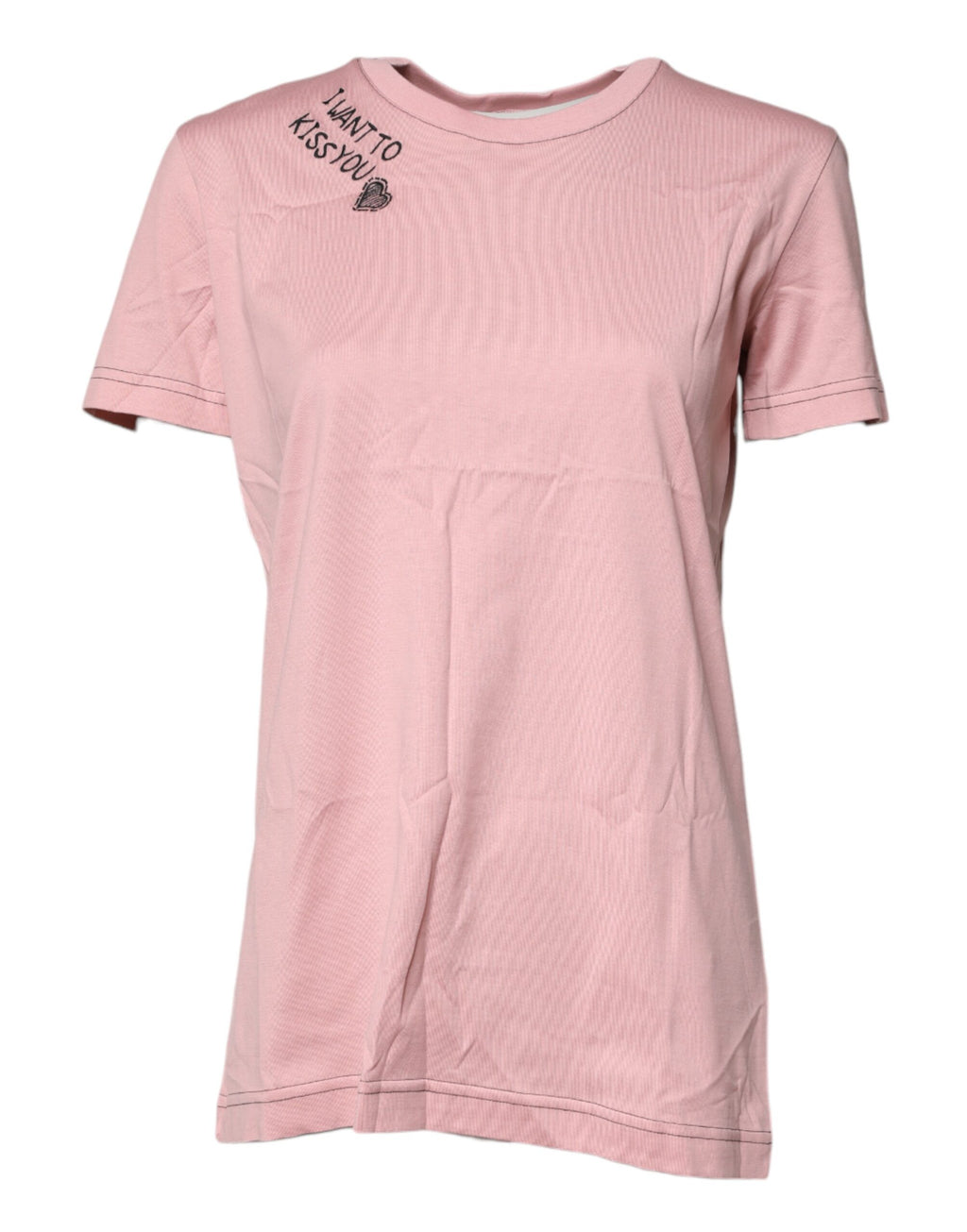 Rosa Baumwoll-T-Shirt mit Logo-Print und Rundhalsausschnitt