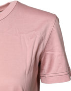 Rosa Baumwoll-T-Shirt mit Logo-Print und Rundhalsausschnitt