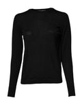 Schwarzer Strickpullover aus Wolle mit Rundhalsausschnitt