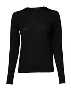 Schwarzer Strickpullover aus Wolle mit Rundhalsausschnitt