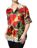Multicolor Watermelon Collared Shirt Top