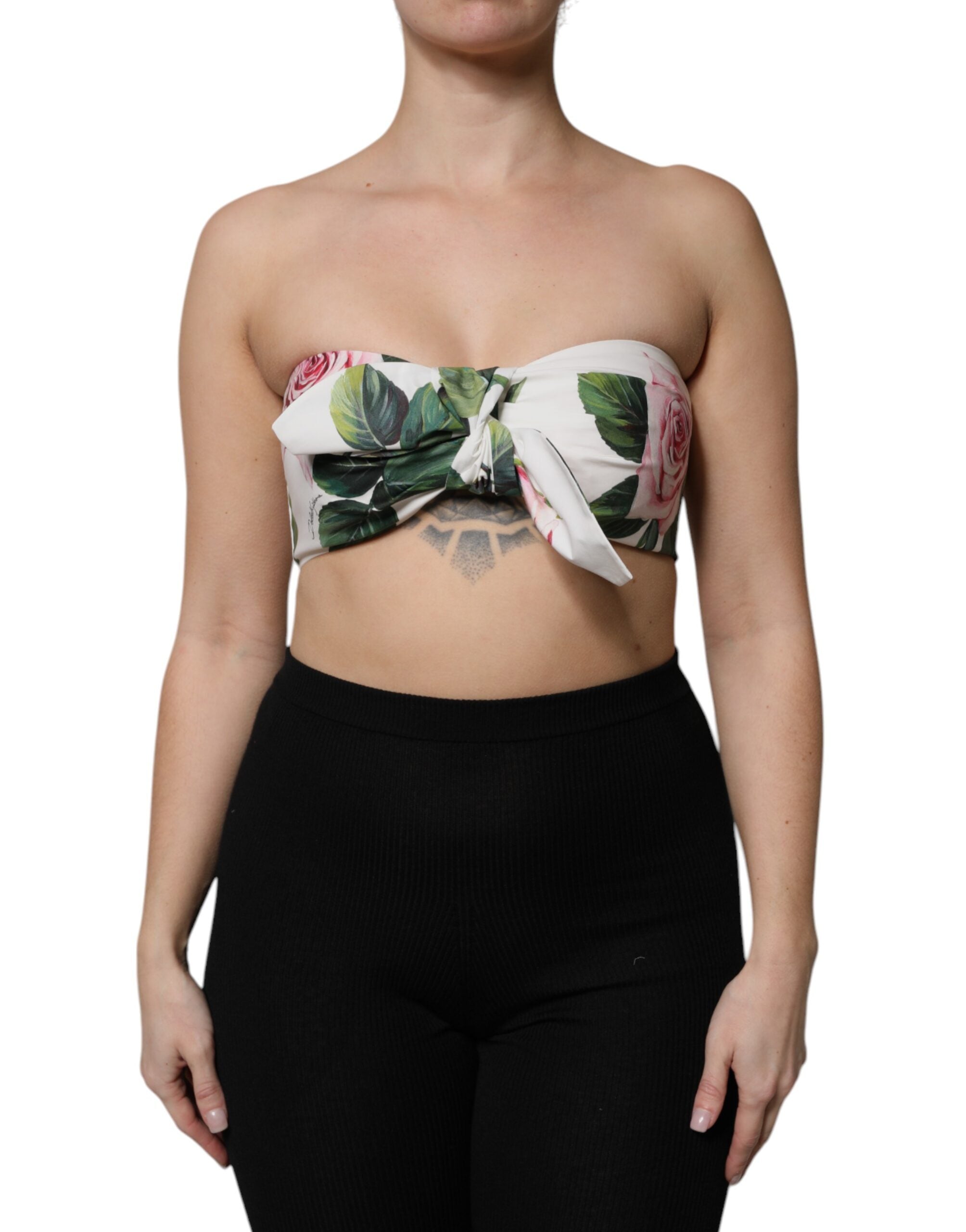 Weißes Bustier-Korsett-Oberteil mit Blumenmuster